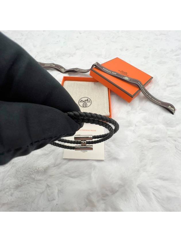 Tunis Tresse Palladium Bracelet Noir - HERMES - BALAAN 10