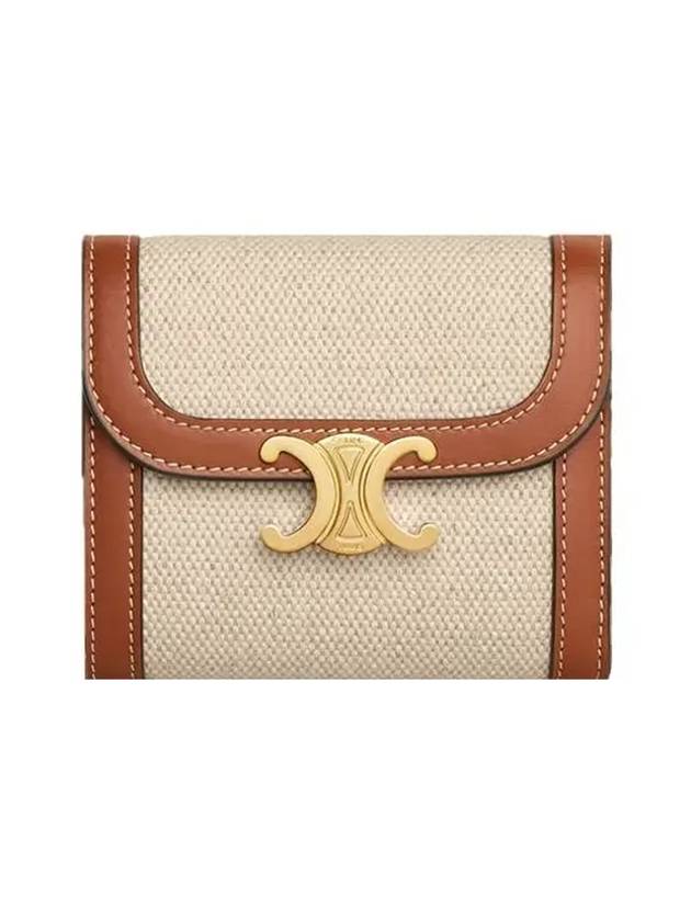 Women's Triomphe Small Textile Calfskin Wallet Natural Tan - CELINE - BALAAN 1