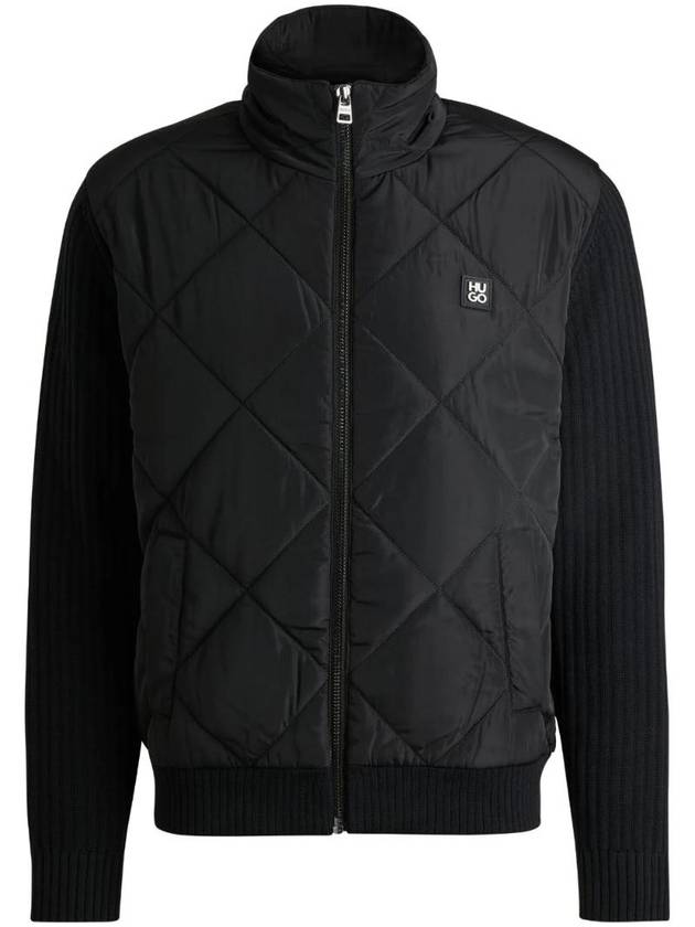 Quilted Front Panel Zip-Up Jacket Black - HUGO BOSS - BALAAN 1