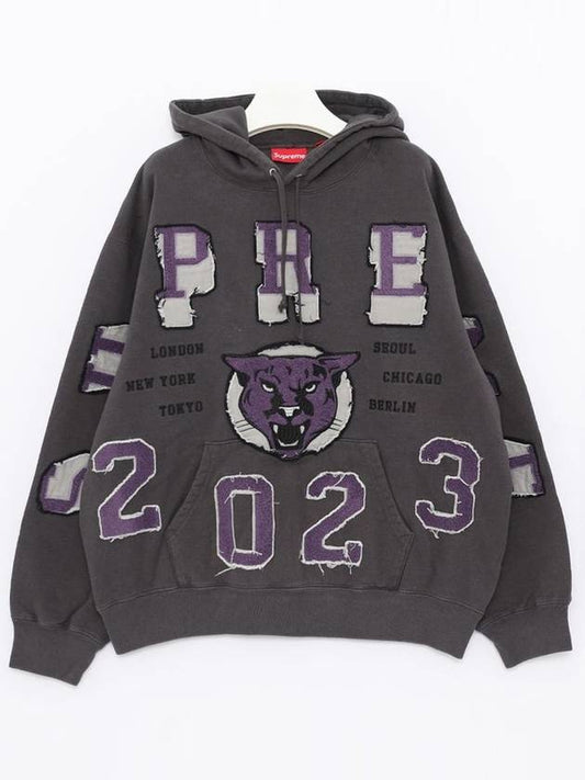 FW23SW63 BLACK Washed Panther Hoodie - SUPREME - BALAAN 1