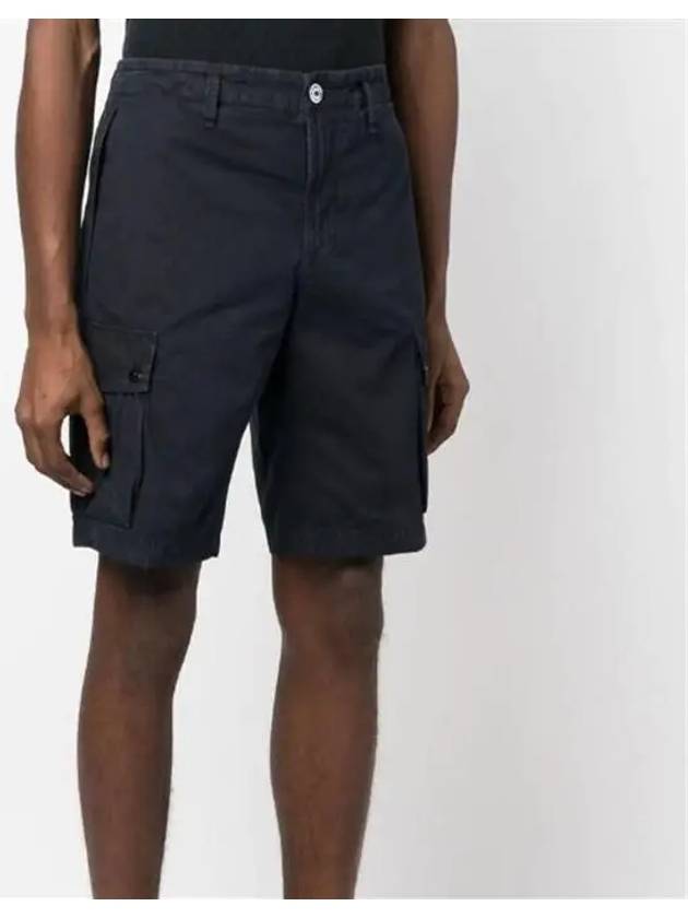 Men's Logo Patch Cargo Bermuda Shorts Blue - STONE ISLAND - BALAAN 4