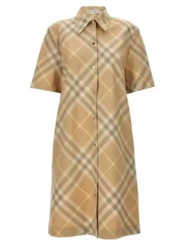 Check Cotton Midi Dress Beige - BURBERRY - BALAAN 2