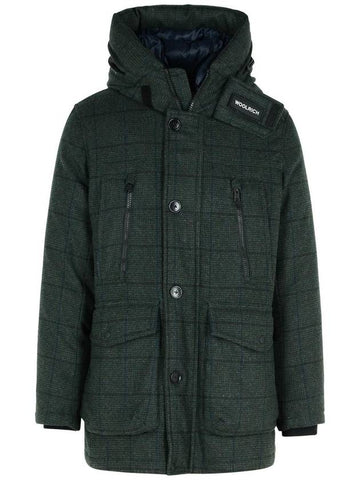 Woolrich 'Artic Wool' Green Wool Blend Parka - WOOLRICH - BALAAN 1