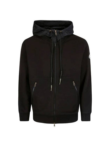 Logo Patch Hooded Zip Up Black - MONCLER - BALAAN 1