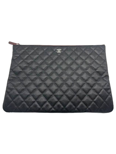 Large Classic Caviar Silver Logo Clutch Bag Black - CHANEL - BALAAN 2