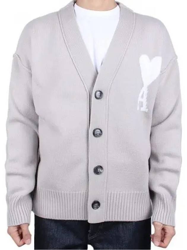 De Coeur Logo Wool Cardigan Light Beige - AMI - BALAAN 2