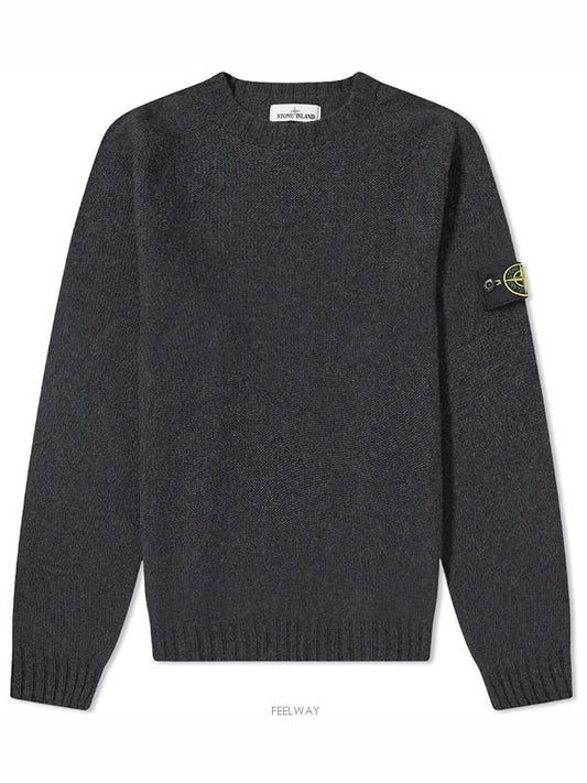 Waffen Patch Round Neck Wool Knit Top Charcoal - STONE ISLAND - BALAAN 2