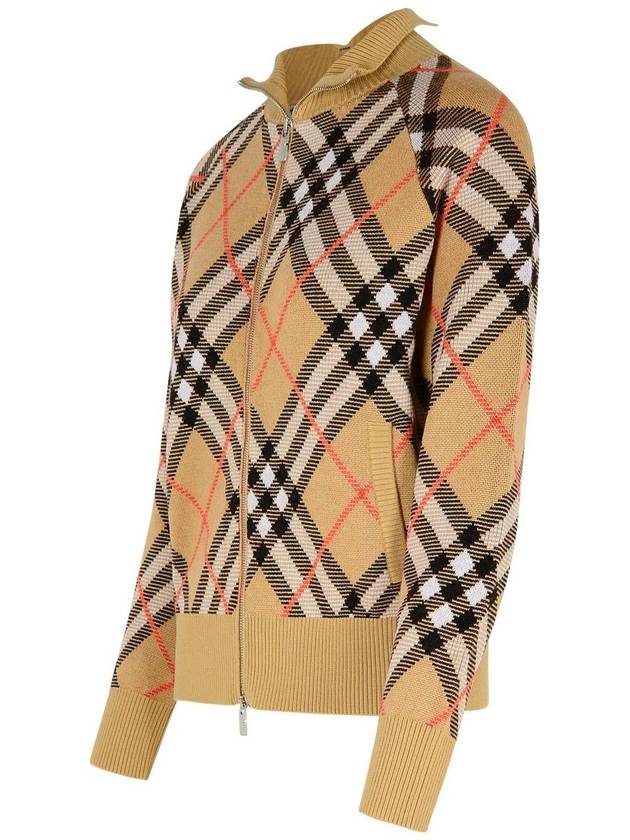 Check Wool Blend Knitted Track Jacket Sand - BURBERRY - BALAAN 3