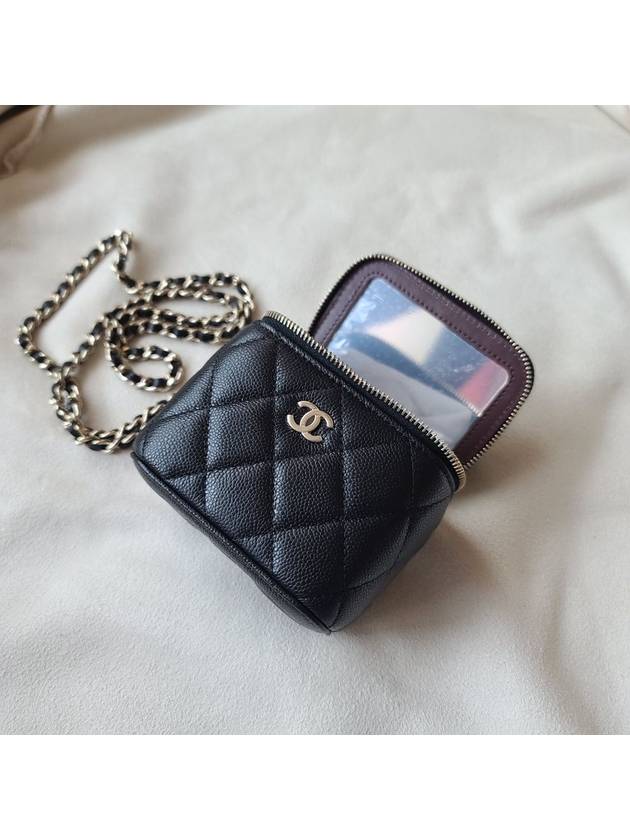 CC Logo Classic Vanity Small Cosmetic Case Mini Bag Black - CHANEL - BALAAN 4