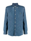 Pony Logo Denim Slim Fit Long Sleeve Shirt Blue - POLO RALPH LAUREN - BALAAN 2