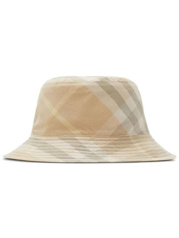 Check Pattern Reversible Bucket Hat Flax - BURBERRY - BALAAN 1