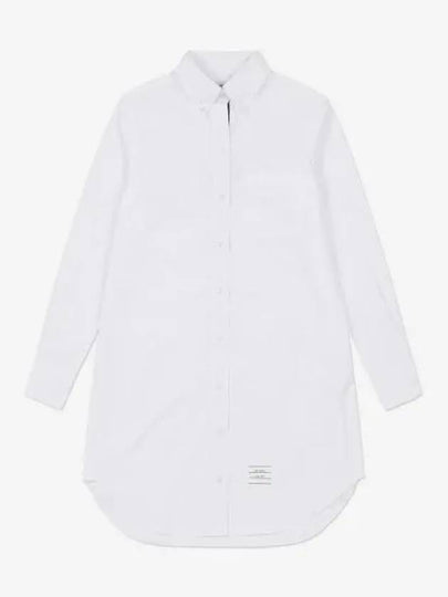 Women's Point Collar Poplin Short Dress White - THOM BROWNE - BALAAN 2