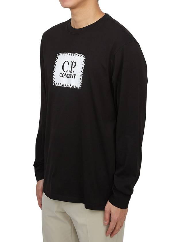 Logo Printed Cotton Long Sleeve T-Shirt Black - CP COMPANY - BALAAN 3