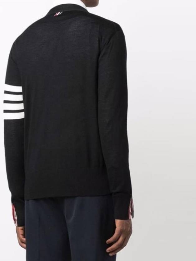 Men's Sustainable Classic Diagonal Wool Cardigan Black - THOM BROWNE - BALAAN 5