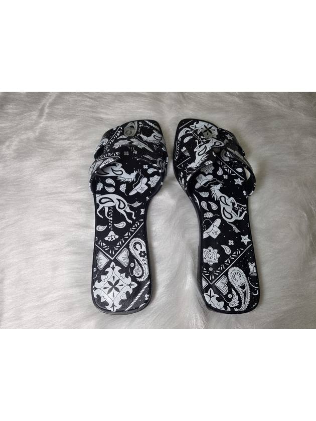 Oran Sandals Slippers Bandana Black H241061Z 02 - HERMES - BALAAN 7