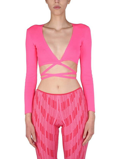 Women's Rib Crop Knit Top Pink - MSGM - BALAAN 2