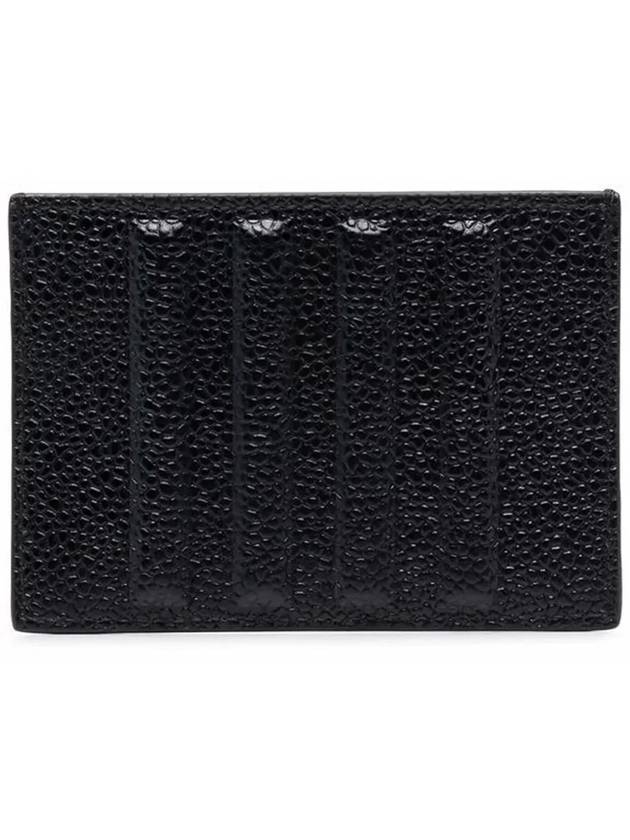 Debossed 4 Bar Pebble Grain Card Wallet Black - THOM BROWNE - BALAAN 4