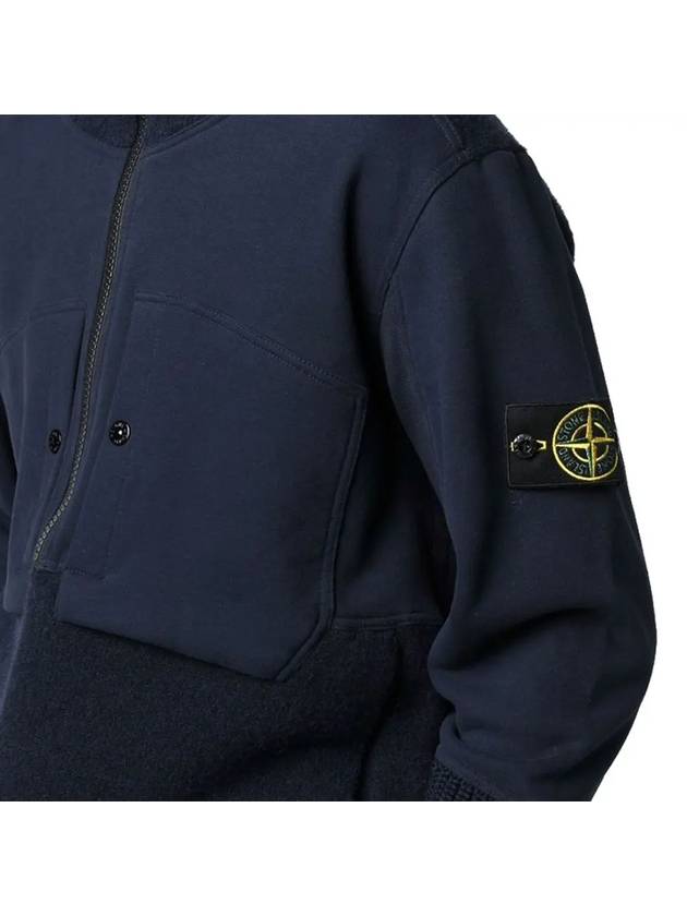 Wappen Patch Knit Zip Up Hoodie Navy - STONE ISLAND - BALAAN 5