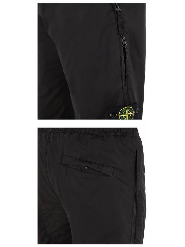 Men's Compass Patch Light Stretch Cotton Canvas Track Pants Black - STONE ISLAND - BALAAN 6