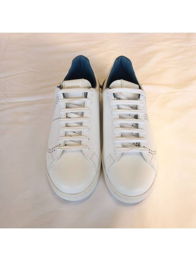 Men's V Logo Backnet Low Top Sneakers White Blue - VALENTINO - BALAAN 4