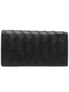 Intrecciato Leather Long Wallet Black - BOTTEGA VENETA - BALAAN 1