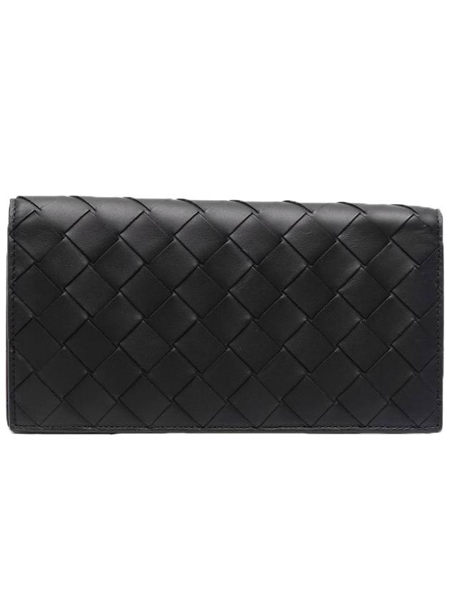 Intrecciato Leather Long Wallet Black - BOTTEGA VENETA - BALAAN 1