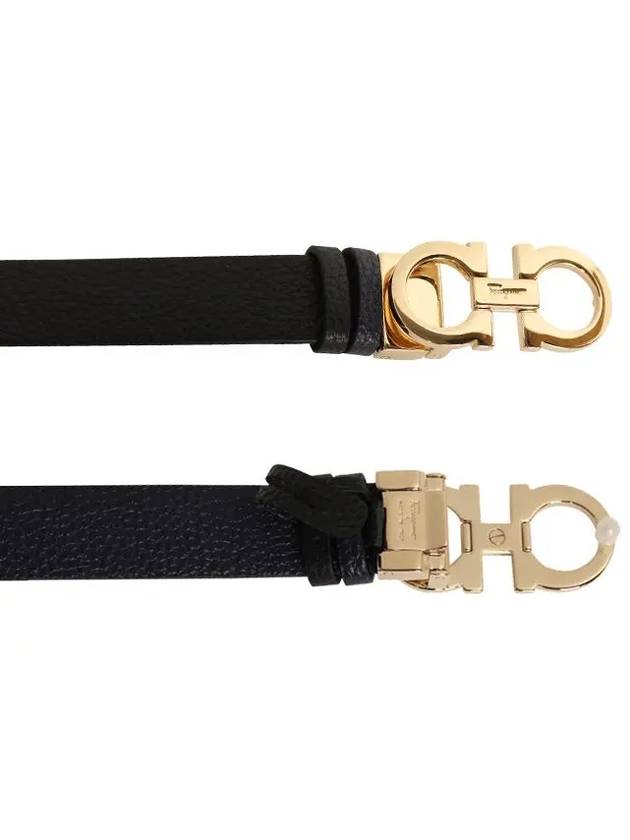 Reversible Gancini Leather Belt Black Navy - SALVATORE FERRAGAMO - BALAAN 3