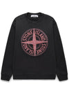 Garment Dyed Stitches Four Print Crewneck Sweatshirt Black - STONE ISLAND - BALAAN 3