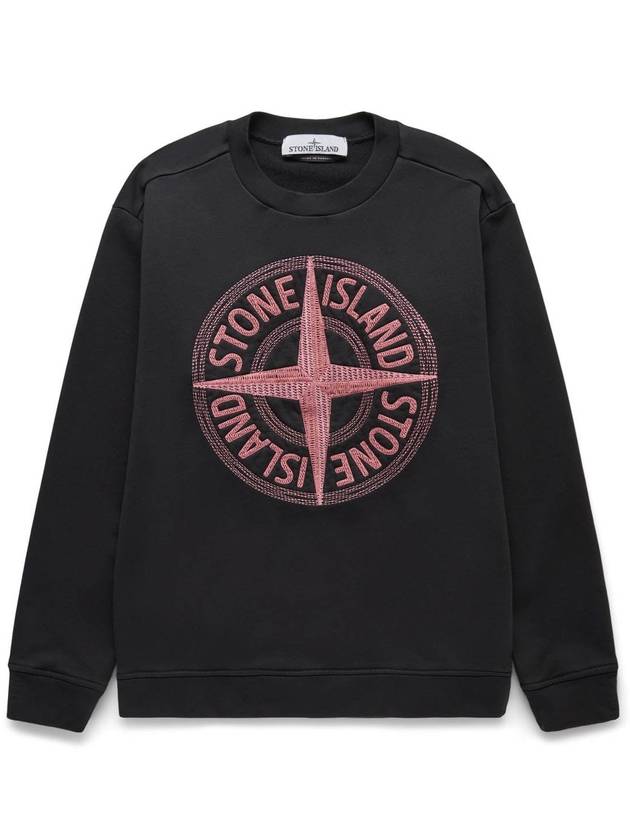 Garment Dyed Stitches Four Print Crewneck Sweatshirt Black - STONE ISLAND - BALAAN 3