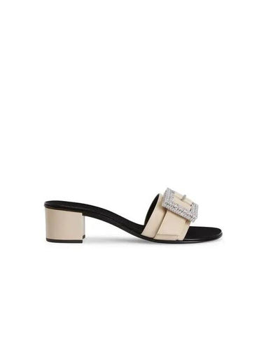 WOMEN AROLL Big Buckle Heel Sandals Beige - GIUSEPPE ZANOTTI - BALAAN 1