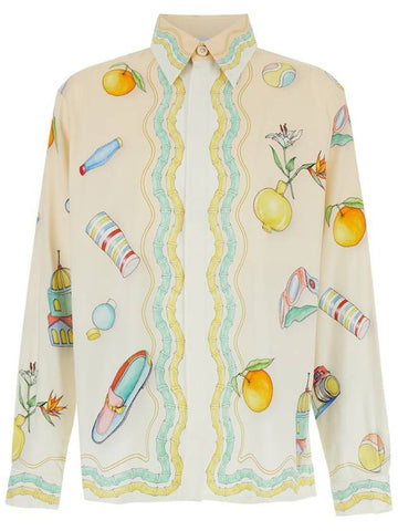 Multicolor Long Sleeve Shirt With All-Over Graphic Print In Cady Man - CASABLANCA - BALAAN 1