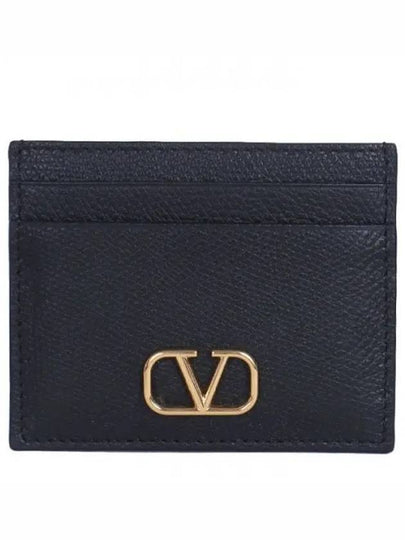 V Logo Signature Card Wallet Black - VALENTINO - BALAAN 2