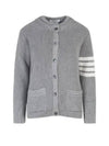 Cotton Jersey Flower 4 Bar V Neck Cardigan Grey - THOM BROWNE - BALAAN 2