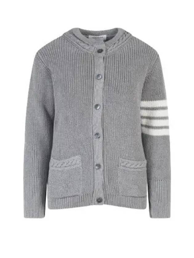 Cotton Jersey Flower 4 Bar V Neck Cardigan Grey - THOM BROWNE - BALAAN 2