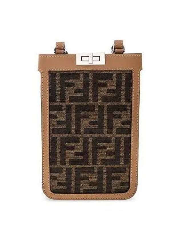 Peekaboo logo fabric phone holder cross bag dark brown 7AS156 AFBV - FENDI - BALAAN 1