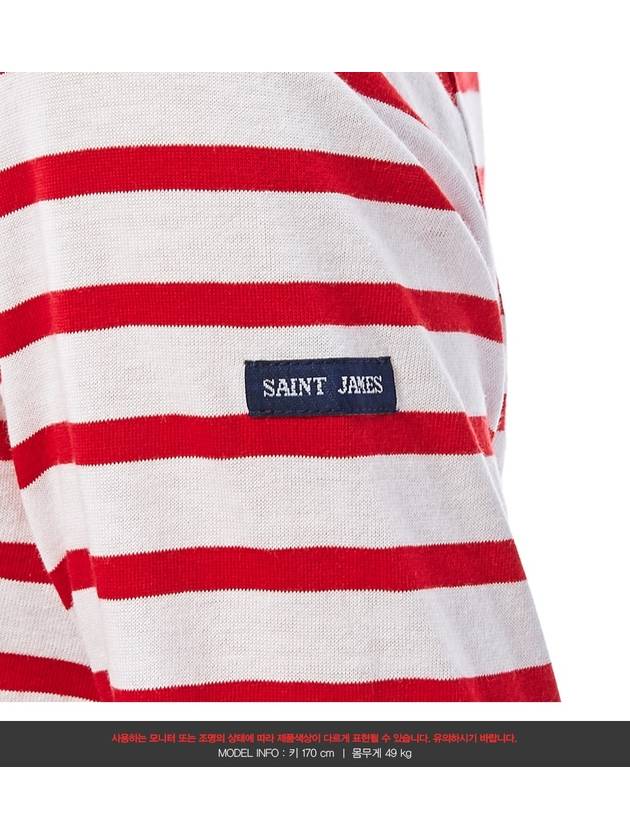 Minquiers Striped Long Sleeve T-Shirt Red - SAINT JAMES - BALAAN 9