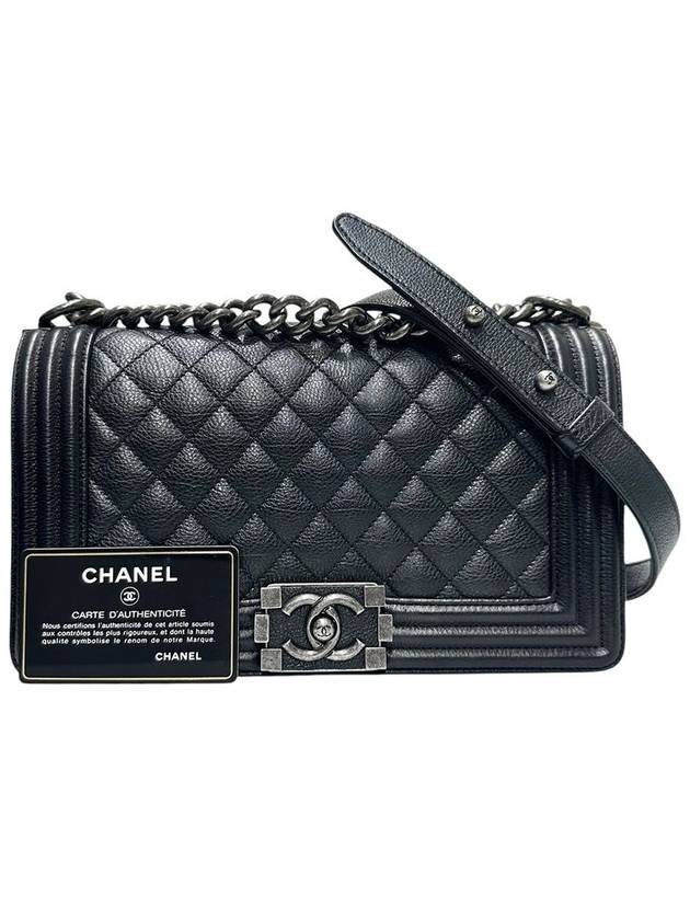 A67086 Black Soft Caviar Skin Boy Medium Shoulder Bag - CHANEL - BALAAN 10