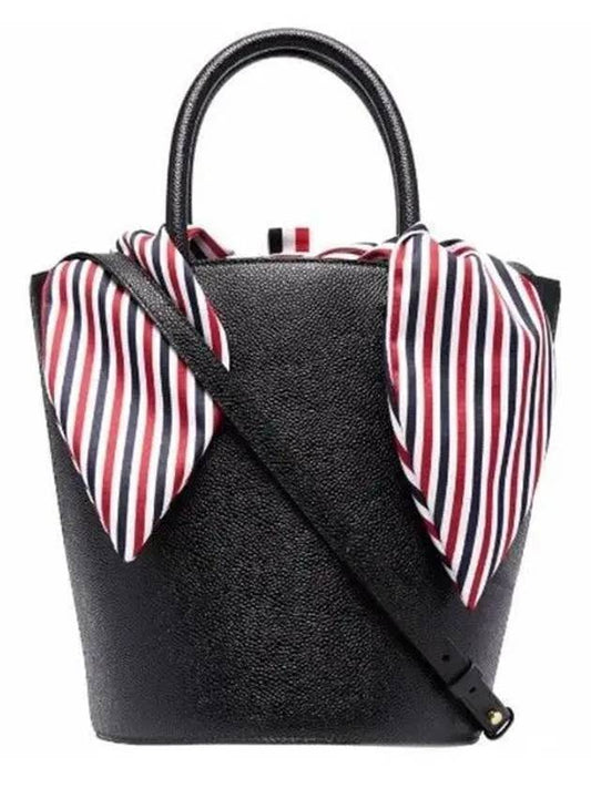 Pebble Grain Leather Bucket Bag Black - THOM BROWNE - BALAAN 1