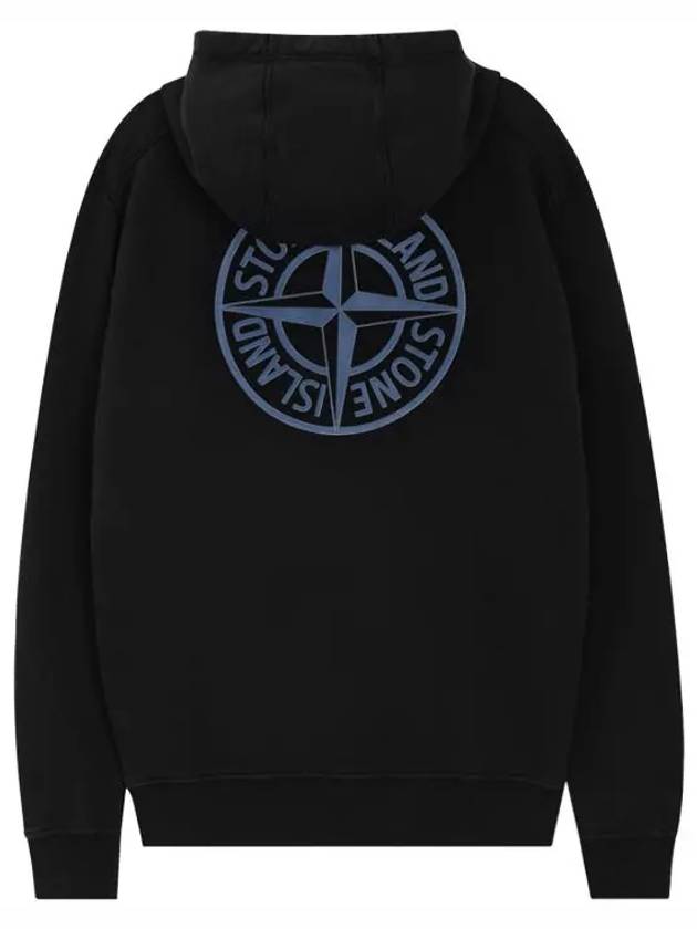 Logo Print Cotton Hoodie Black - STONE ISLAND - BALAAN 6