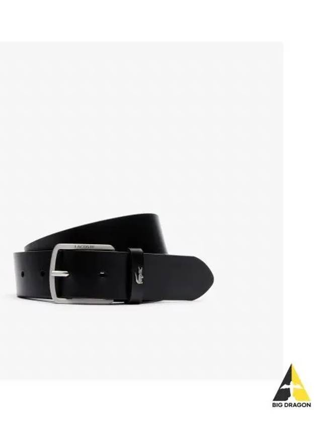 Men s Elegance Silver Croc Leather Belt Black - LACOSTE - BALAAN 1