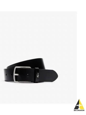 Men s Elegance Silver Croc Leather Belt Black - LACOSTE - BALAAN 1