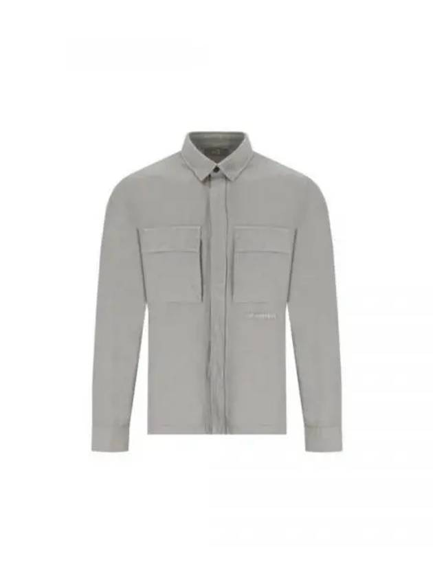 Broken Linen Cotton Long Sleeve Shirt Grey - CP COMPANY - BALAAN 2