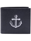 Anchor Print Leather Half Wallet Navy - THOM BROWNE - BALAAN 3