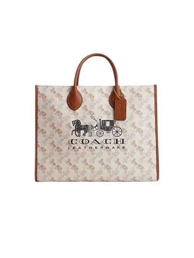 Ace 35 Horse And Carriage Tote Bag White Brown - COACH - BALAAN 2