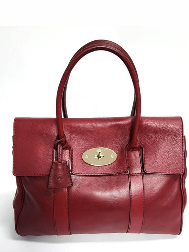 Wine leather silver Bayswater medium tote bag HH5988 - MULBERRY - BALAAN 1