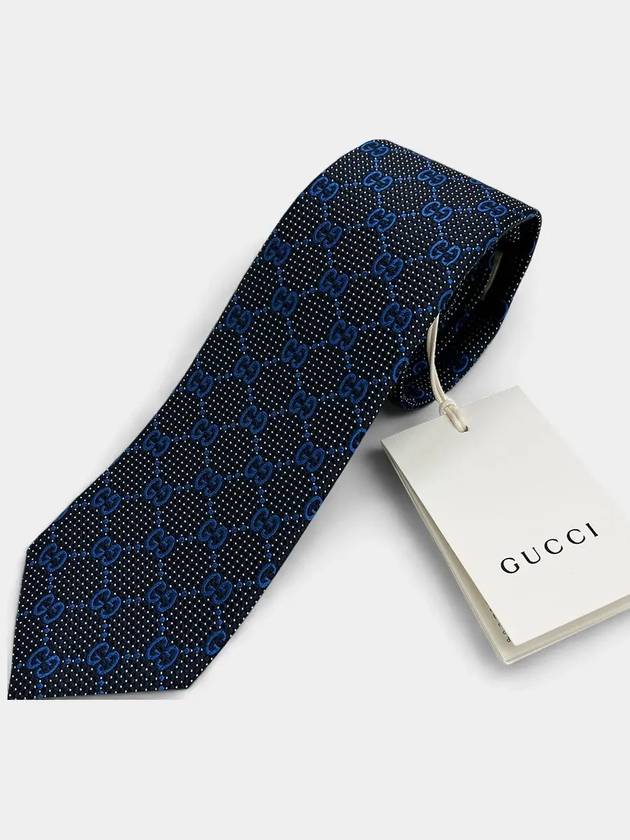 Men's GG Dot Pattern Silk Necktie Blue - GUCCI - BALAAN 5