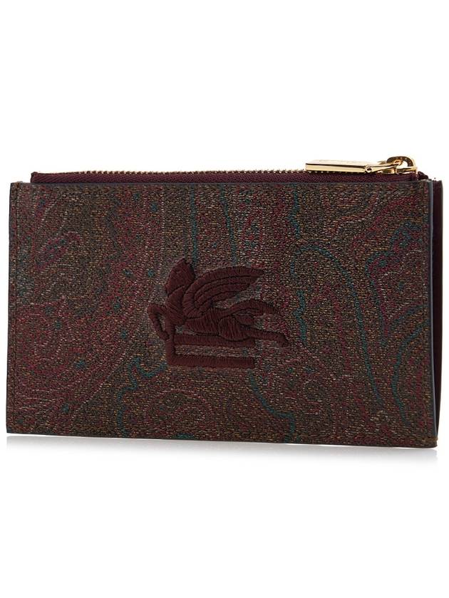 Embroidered Logo Paisley Card Wallet Brown - ETRO - BALAAN 3