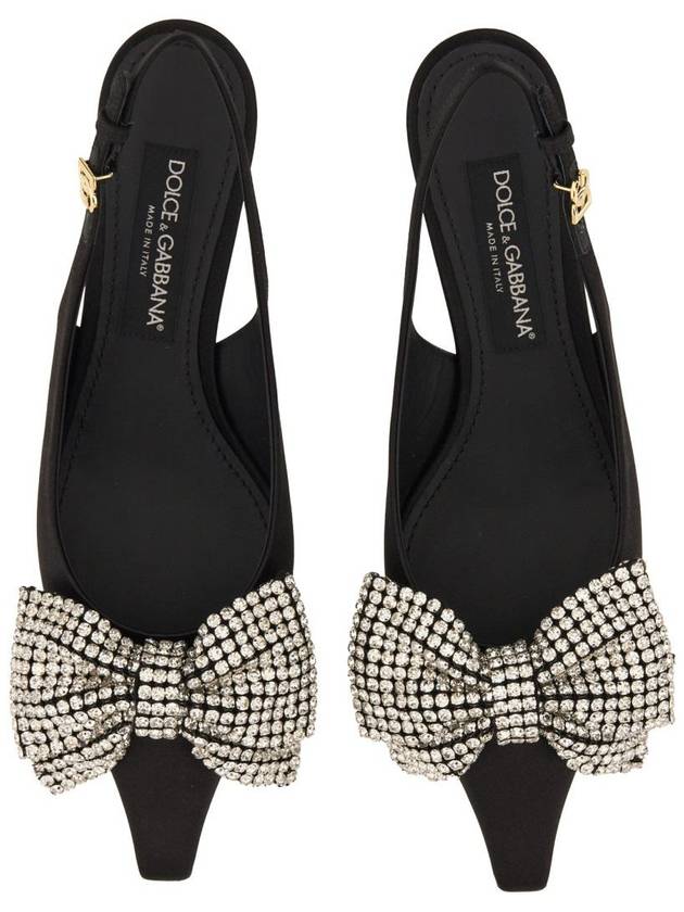 Dolce & Gabbana Satin Sling-Back With Rhinestone Embroidery - DOLCE&GABBANA - BALAAN 2