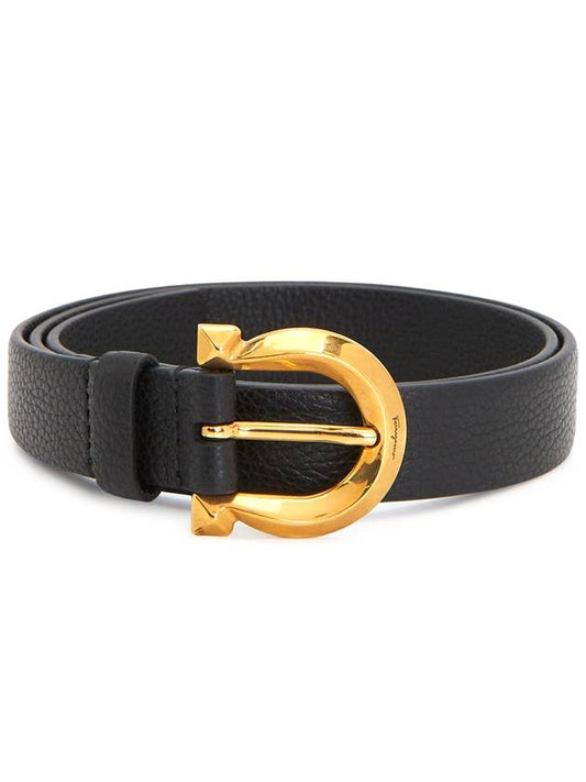 Gancini Buckle Leather Belt Black - SALVATORE FERRAGAMO - BALAAN 2