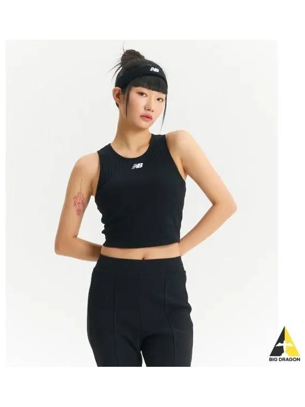 NBNGE2W322 WOMEN SOFT RIBBED CROP TOP BLACK - NEW BALANCE - BALAAN 1